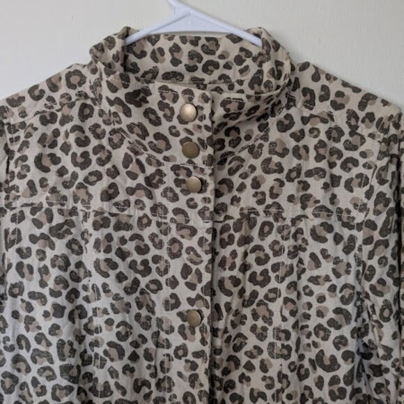 Caslon Linen Safari Jacket Cheetah Leopard Print Size XS Extra Small - Picture 6 of 7